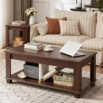 Farmhouse Coffee Tables for Living Room,Square Living Room Tables with Open Storage Shelf,Large Modern Coffee, Customized