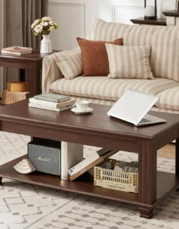 Farmhouse Coffee Tables for Living Room,Square Living Room Tables with Open Storage Shelf,Large Modern Coffee, Customized
