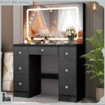 Large Dressing Table Makeup Desk Vanity Set with LED Lights Mirror And 7 Drawers