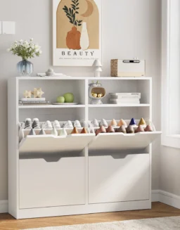 VOWNER Shoe Storage Cabinet with 4 Flip Drawers, Freestanding Shoe Cabinet