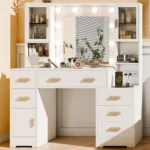 Large Dressing Table Makeup Desk Vanity Set with LED Lights Mirror And 7 Drawers