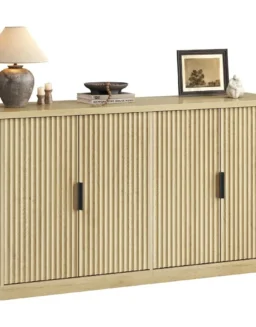 Collection Transitional Buffet Cabinet Console Cabinet Sideboard with Adjustable Shelves Fluted Doors Buffet Table Kitchen