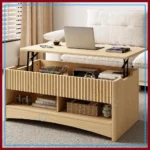 Modern Lift Top Coffee Table with Storage, Fluted Design, Natural Oak for Living Room & Home Office